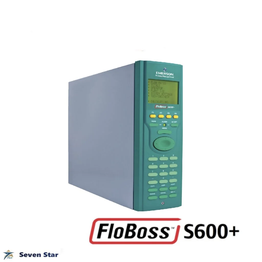 Emerson FloBoss S600+ fiscal flow computer front panel with LCD and keypad for custody transfer