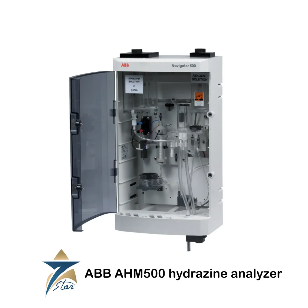 ABB Navigator AHM550 hydrazine analyzer with AWT540 transmitter for boiler feedwater monitoring