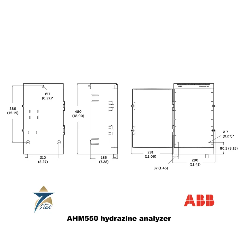 ABB Navigator AHM550 hydrazine analyzer with AWT540 transmitter for boiler feedwater monitoring