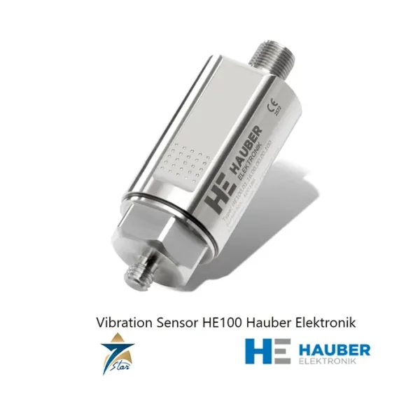 Hauber Elektronik HE100 vibration sensor for industrial machine monitoring