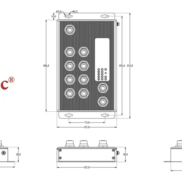 Winsonic NE10001-20842B rugged IP68 EN50155 M12 PoE++ 10G switch for railway and industrial networks