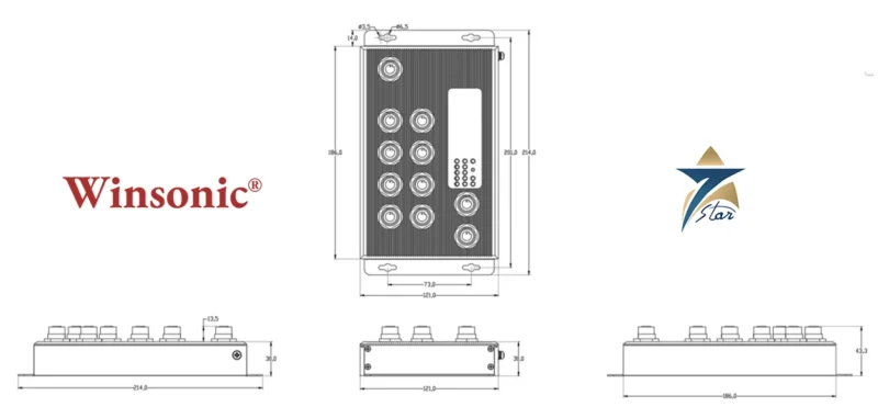Winsonic NE10001-20842B rugged IP68 EN50155 M12 PoE++ 10G switch for railway and industrial networks