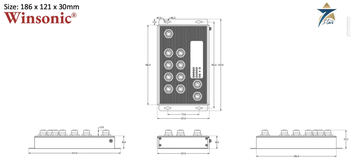 Winsonic NE10005-008423 EN50155 M12 PoE++ Managed Switch Winsonic NE10005-008423 railway-grade EN50155 M12 PoE++ managed Ethernet switch