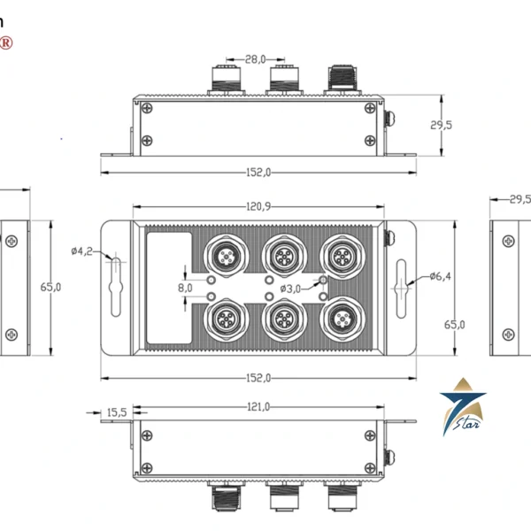Winsonic NE10006-004111 EN50155 IP68 5-port M12 unmanaged PoE+ industrial Ethernet switch