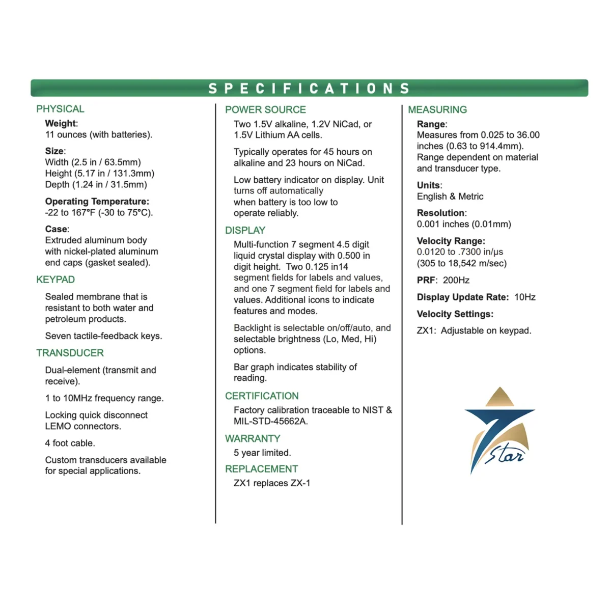 Dakota ZX1 corrosion thickness gauge for ultrasonic steel wall thickness and corrosion measurement