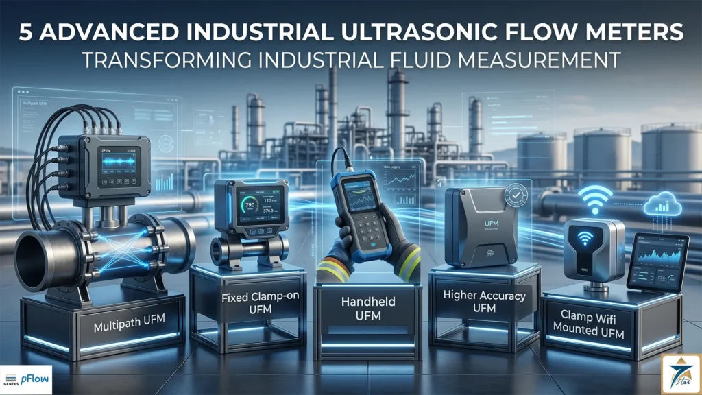 5 types of industrial ultrasonic flow meters including portable and clamp-on models