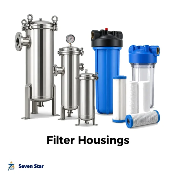 Stainless steel and cartridge filter housings with filter elements