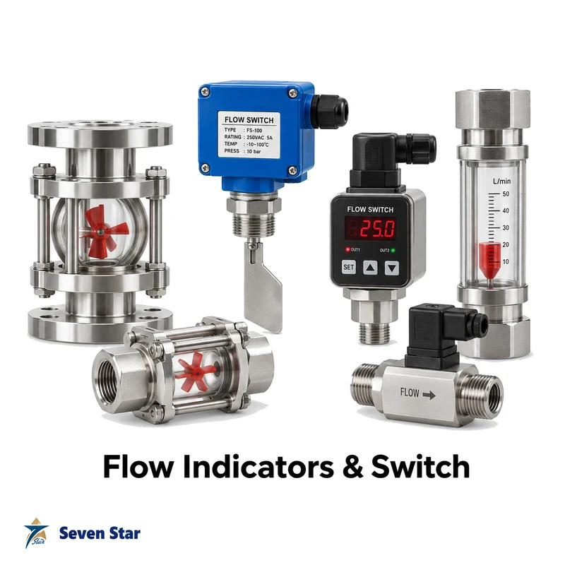 Sight flow indicators, paddle-type flow switches and field-mount flow computers