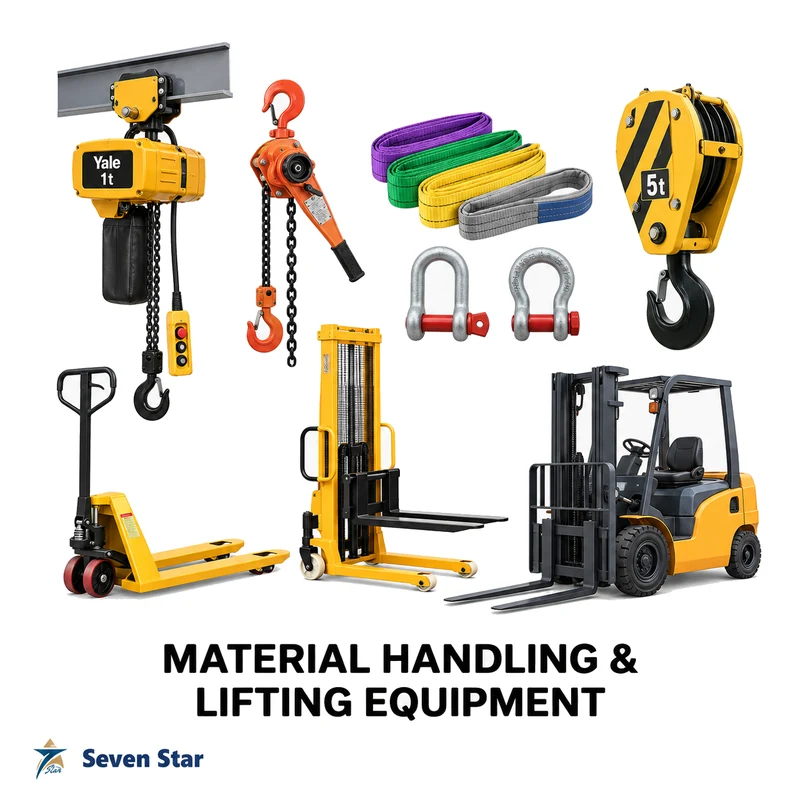 Chain hoists, lever hoists, pallet trucks, stackers and forklifts for material handling