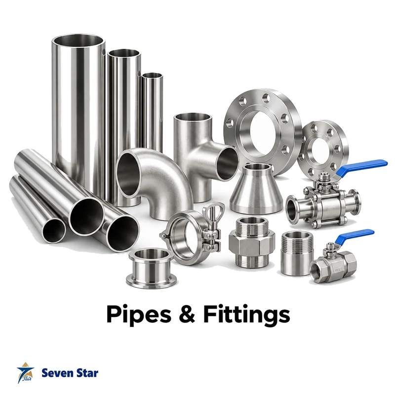 Stainless steel pipes, flanges, fittings and ball valves