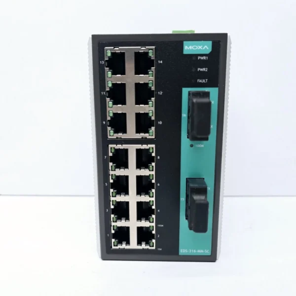 Moxa EDS-316-MM-SC-T 16-Port Unmanaged Industrial Ethernet Switch