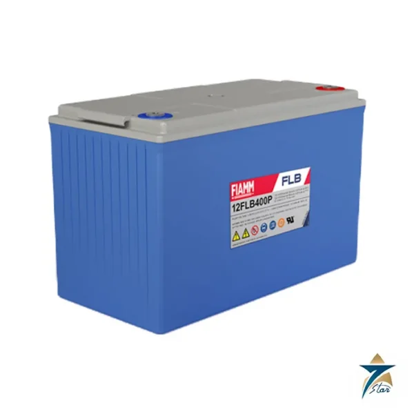 FIAMM FLB series AGM battery family photo (the label shows 12FLB400P; 12FLB250P is another type of the range)