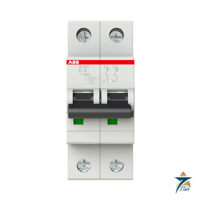 abb-2CDS252001R0044 ABB S202-C4 S200 two-pole miniature circuit breaker C 4 A