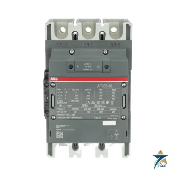 ABB AF265-30-11-13 3-pole contactor (ABB product image)