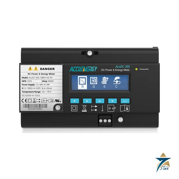 Accuenergy AcuDC-262 advanced DC power and energy meter front view (label AcuDC-262-1000V-A2-P2)