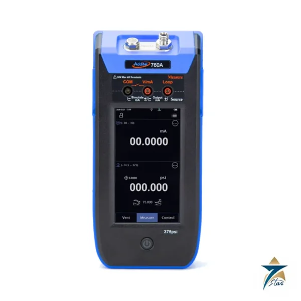 Additel ADT760A automatic handheld pressure calibrator with touchscreen and pressure port (760A family photo)