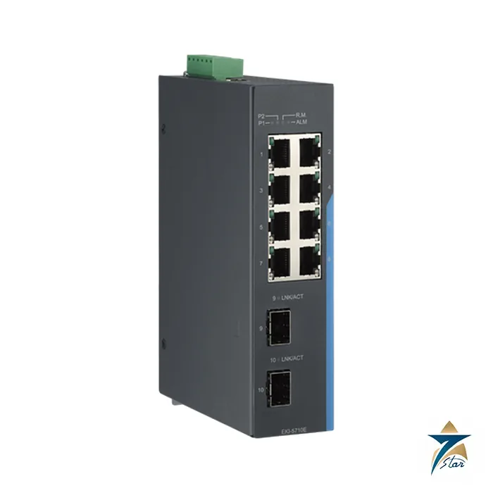 advantech-eki-5710e Advantech EKI-5710E-2FI managed industrial Ethernet switch with SFP ports