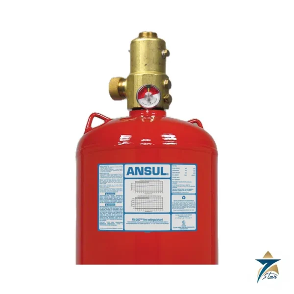 Ansul FM-200 agent container with valve and label