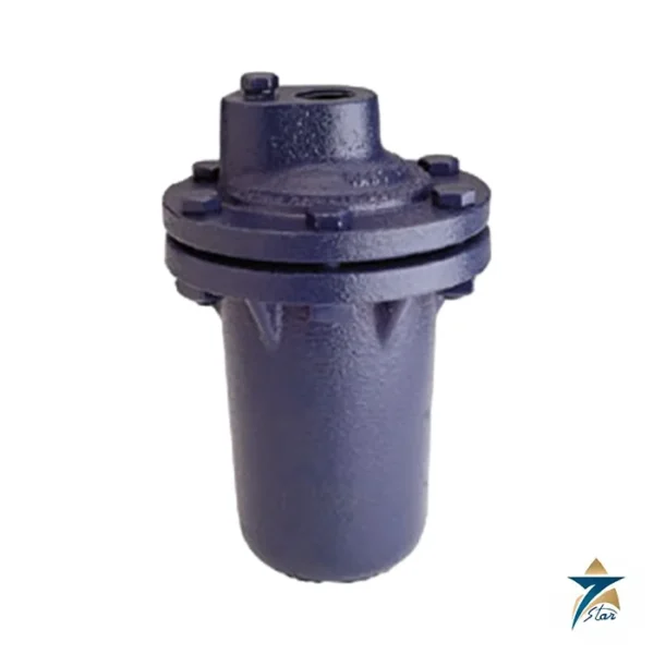Armstrong 200 Series cast iron vertical inverted bucket steam trap with flanged cap (official product photo)