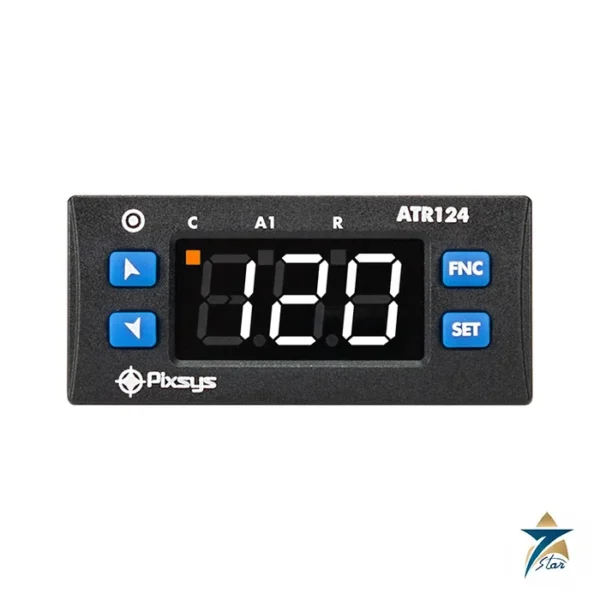 Pixsys ATR124 32x74 mm PID controller front view, Blue Line series