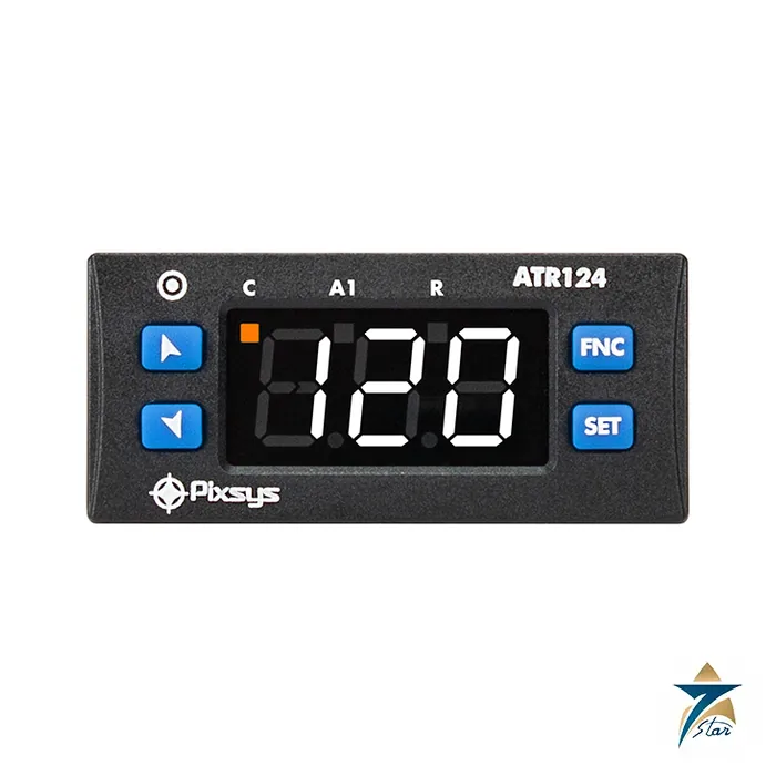 atr124-px Pixsys ATR124 32x74 mm PID controller front view, Blue Line series
