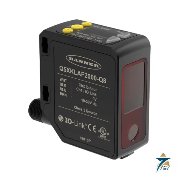 Banner Q5XKLAF2000-Q8 laser triangulation sensor with display and IO-Link