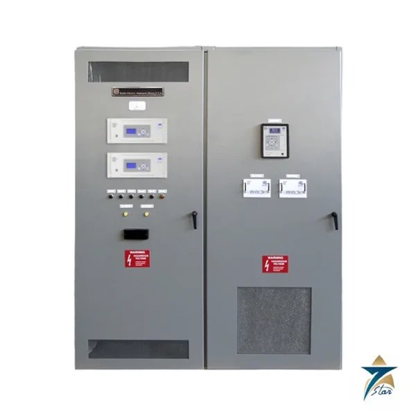 Basler Electric DECS-450 digital excitation control system in dual-controller cabinet (product page image)