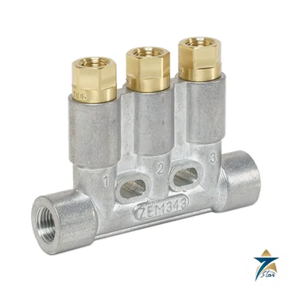 Bijur Delimon ZEM three-outlet positive displacement lubrication injector