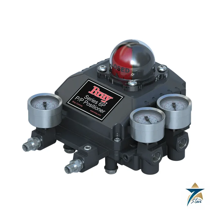 Bray Series 6P pneumatic positioner with three gauges and dome indicator