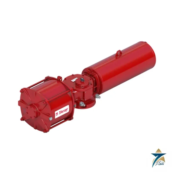 Bray Series 98 pneumatic scotch yoke actuator, red spring return module
