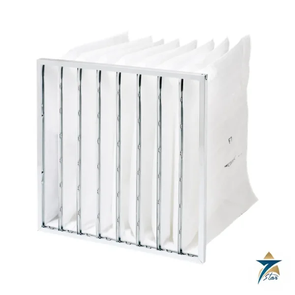 Camfil Basic-Flo economy bag filter (family photo, galvanised header frame)