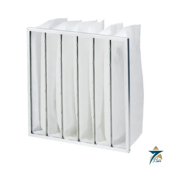 Camfil Hi-Cap synthetic bag prefilter (family photo, galvanised frame)
