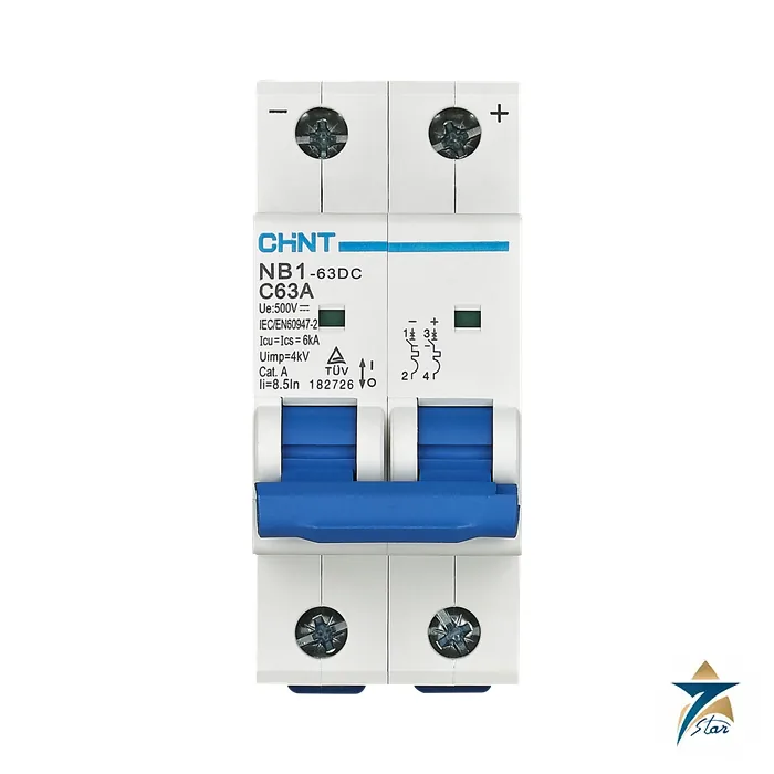 chint-nb1-63dc CHINT NB1-63DC 2-pole DC miniature circuit breaker