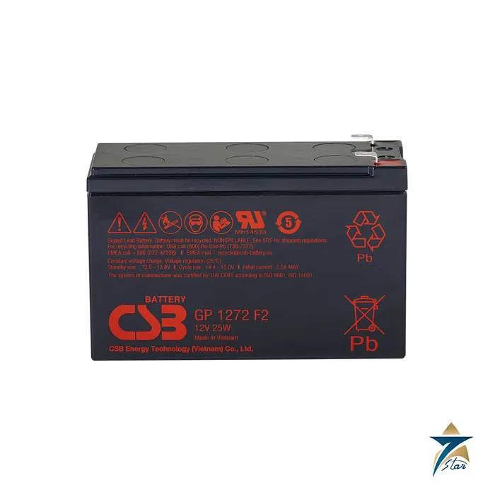 CSB GP1272 F2 12V 25W Sealed Lead Acid UPS Battery Supplied by Seven Star LLC