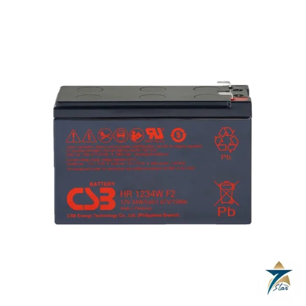 CSB HR1234W 12V 34W High-Rate UPS Battery Supplied by Seven Star LLC
