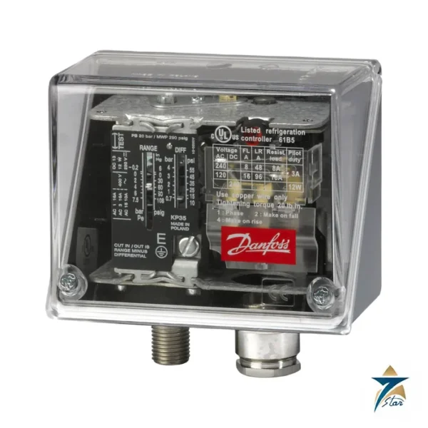 Danfoss KPI 35 pressure switch with transparent cover (official image of the type)