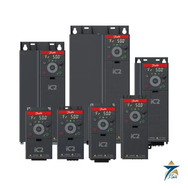 Danfoss iC2-Micro frequency converter (official Danfoss family image of the range; this order code is one size in it)