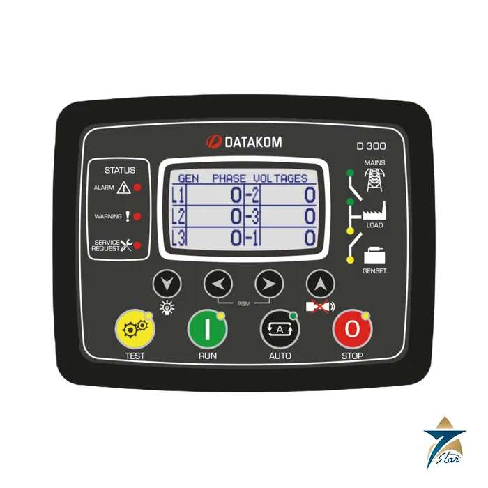 Datakom D-300 MK3 modular genset controller front panel Datakom D-300 MK3 modular genset controller front panel