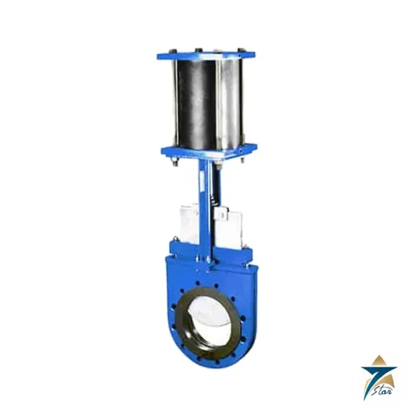 DeZURIK KGI iron knife gate valve with pneumatic cylinder actuator