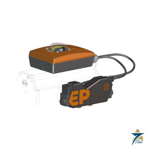 EBRO EP3 electro-pneumatic positioner mounted on a part-turn actuator