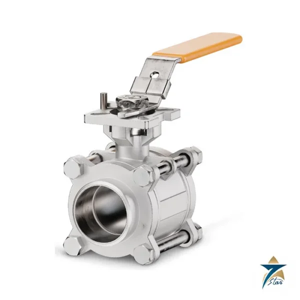 EBRO V-3MH 3-piece stainless steel ball valve with lever handle