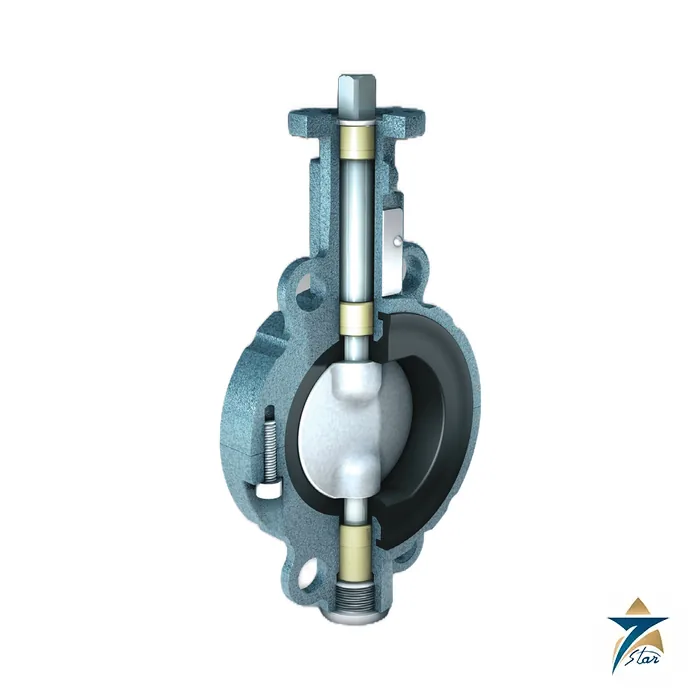 ebro-z611a EBRO Z 611-A split-body wafer type butterfly valve, sectional view