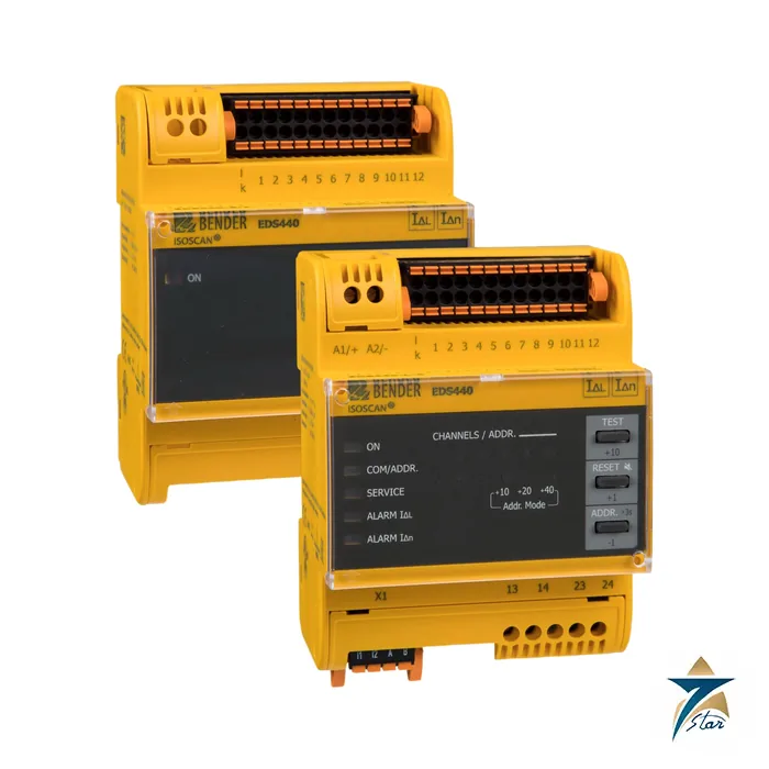 eds440-l-4-bender Bender ISOSCAN EDS440 insulation fault locator, -S and -L versions shown (EDS440 family photo)