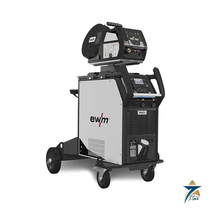 EWM Titan XQ 400 AC puls welding machine with Drive XQ wire feeder on trolley EWM Titan XQ 400 AC puls welding machine with Drive XQ wire feeder on trolley