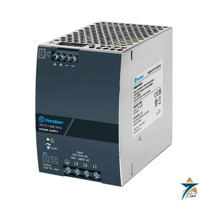 finder-78-y3-1-440-2414 Finder 78.Y3.1.440.2414 24 V 480 W three-phase power supply