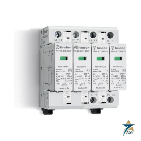 Finder 7P.45.8.275.1020 Type 2 three-phase surge protection device