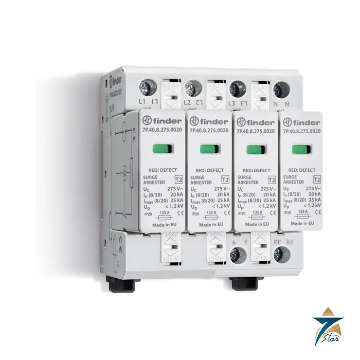 finder-7p-45-8-275-1020 Finder 7P.45.8.275.1020 Type 2 three-phase surge protection device
