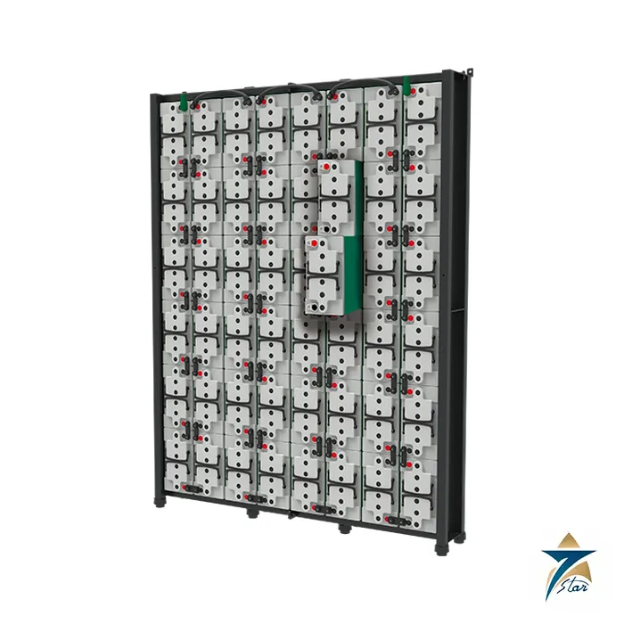 HOPPECKE grid XtremeStack modular battery rack family photo (1R BF VR12-110 8x5 is one configuration)