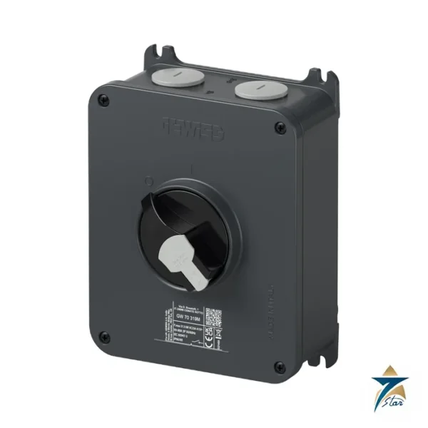 Gewiss GW70320M 80A 4P rotary isolator in aluminium enclosure