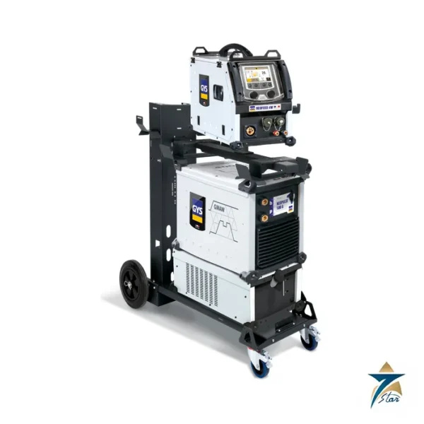 GYS NEOPULSE 500 G pulsed MIG/MAG power source with NEOFEED-4W feeder on trolley